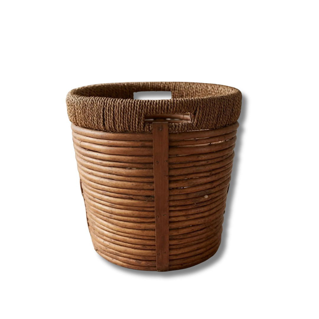 Bohemian Textured Jute Plant Pot – Natural Fiber Decorative Planter Basket