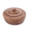 Round Rattan Storage Box – Handcrafted Woven Basket with Decorative Lid