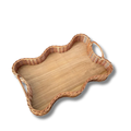 Handwoven Rattan Serving Tray with Handles – Natural Wicker Decorative Tray
