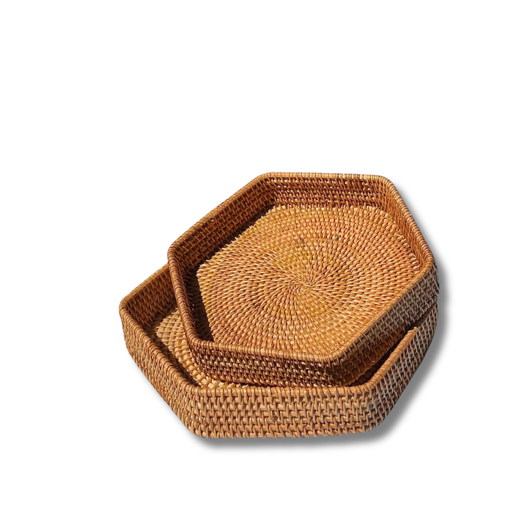 Elegant Rattan Breakfast Tray – Natural Woven Serving Tray for Coffee & Decor