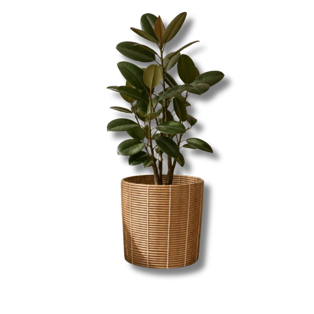 Handwoven Rattan Plant Basket – Natural Wicker Planter Cover for Indoor Plants
